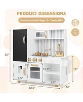 Hongge Pretend Play Kitchen for Kids with Real Sounds and Lights-White