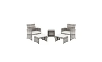 Slickblue 5-Piece Grey Gradient Sofa Set: 2 Chairs, 2 Footstools & 1 Coffee Table Combination