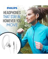 Philips Flexible Earhook Headphones - Secure Fit, Neodymium Drivers, Lightweight, Ergonomic Design, Durable Build, and 3.5mm Jack for Active Use
