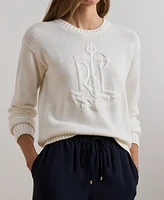 Lauren Ralph Lauren Petite Anchor-Logo Combed Cotton Sweater