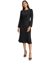 Donna Morgan Women's Long-Sleeve Back-Slit Midi Dress