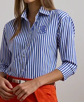 Lauren Ralph Petite Relaxed-Fit Striped Broadcloth Shirt