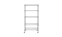 Slickblue 5-Tier Nsf-Certified Steel Wire Shelving with Wheels - Chrome