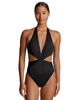 Lauren Ralph Women's Cutout Twist Halter Swimsuit