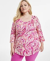 Jm Collection Plus 3/4-Sleeve Top, Exclusively at Macy's