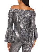 Sam & Jess Women's Metallic Off-the-Shoulder Bell-Sleeve Top