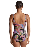 Lauren Ralph Women's Paisley-Print Ruched One-Piece Swimsuit