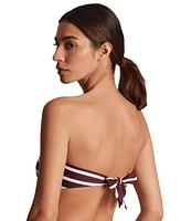 Lauren Ralph Women's Striped Ring Bandeau Bikini Top