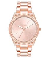 Steve Madden Women's Coin Edge Rose Gold-Tone Alloy Metal Bracelet Watch, 36mm