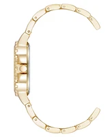 Steve Madden Women's Charming Black and Gold-Tone Alloy Metal Bracelet Watch, 38mm