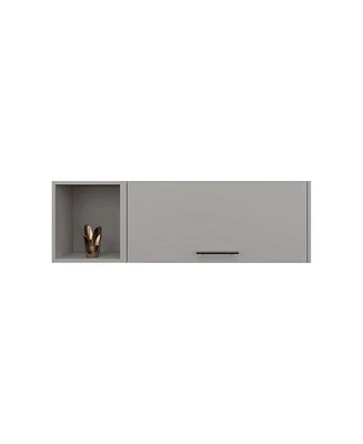 Depot E-Shop Rockwood Wall Shelf with 1 Door and 3 Shelves, Smokey Gray