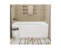 gaomon 60 Inch Acrylic Rectangular Alcove Soaking Bathtub