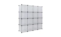 Slickblue 16-Cube Storage Shelf Bookcase in White, Versatile Shelving Unit for Organizing Closets, Toys, and More