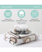 The Peanutshell Safari Serenity Cotton Crib Bedding Set for Baby Boys and Baby Girls, 4 Pieces