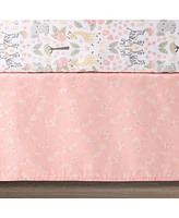 The Peanutshell Pink and Grey Wildest Dreams Crib Bedding Set for Baby Girls, 3 Piece Nursery Set