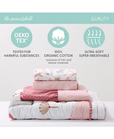 The Peanutshell Safari Oasis, Organic Cotton Crib Bedding Set for Baby Girls, 4 Pieces