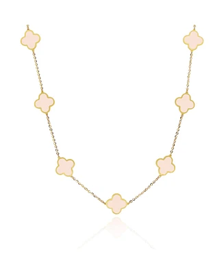 The Lovery Small Pink Pearl Clover Necklace 14K Gold