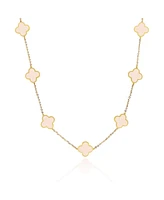 The Lovery Small Pink Pearl Clover Necklace 14K Gold