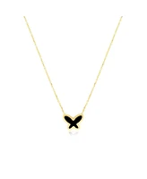 The Lovery Onyx Single Butterfly Necklace 14K Gold