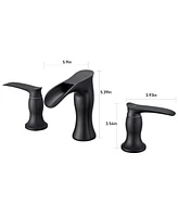 Flynama Waterfall 3-Hole Bathroom Sink Faucet, Widespread Basin Faucet
