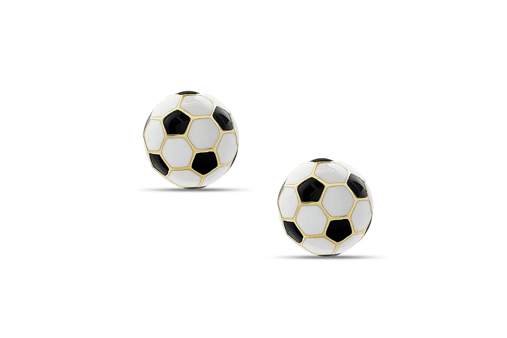 Lily Nily Girls 3D Black and White Soccer Ball Stud Earrings