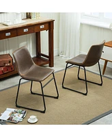 3-Piece Round Dining Set, Trestle Dining Table with 2 Stylish Chairs