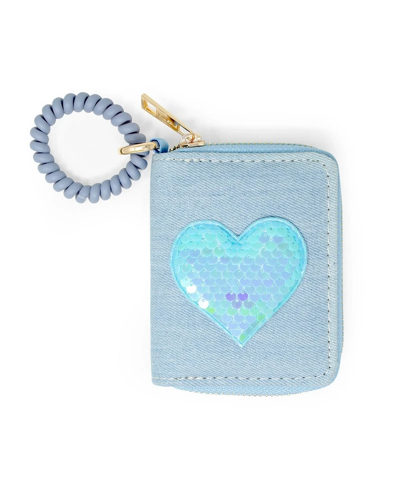 Tiny Treats + Zomi Gems Girls Sequin Heart Spiral Strap Wallet