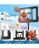 Hongge 4.4-10 Feet Portable Basketball Hoop Adjustable with 2 Wheels and Fillable Base