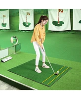 Hongge Artificial Turf Mat for Indoor and Outdoor Golf Practice Includes 2 Rubber Tees and 2 Alignment Sticks-32mm