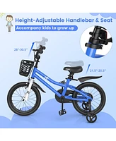 Hongge 16 Inch Kids Bike with Removable Training Wheels-Navy