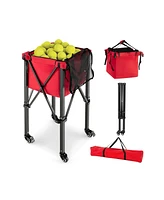 Hongge Lightweight Foldable Tennis Ball Teaching Cart with Wheels and Removable Bag