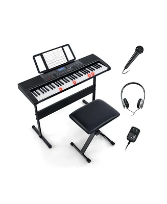 Hongge 61-Key Portable Electronic Keyboard Piano with Stand and Stool