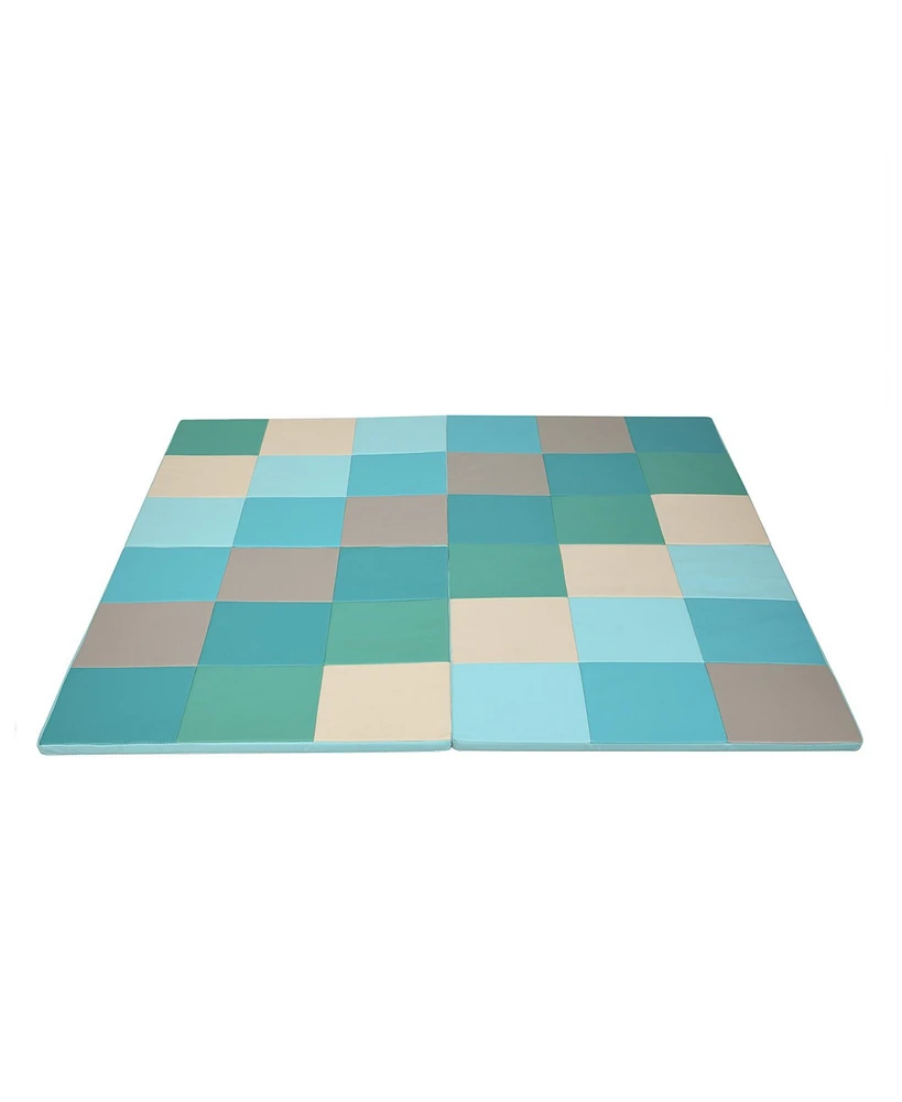 Hongge 58 Inch Toddler Foam Play Mat Baby Folding Activity Floor Mat-Light Blue