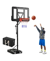 Hongge 7.9-10 Feet Portable Basketball Hoop System with Sturdy Base and Wheels-Black