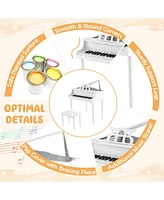 Hongge 30-Key Wood Toy Kids Grand Piano with Bench and Music Rack