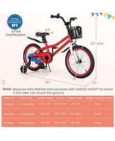 Hongge 18 Feet Kids Bike with Removable Training Wheels-Red