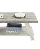 Streamdale Furniture Two-Tone Wood Shelf Coffee Table in Weathered Gray and Beige