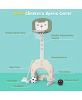 Hongge 3-in-1 Adjustable Kids Basketball Hoop Sports Set