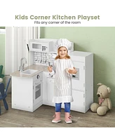 Hongge Kids Kitchen Playset Conor Kitchen Toy with Realistic Microwave and Oven Stove