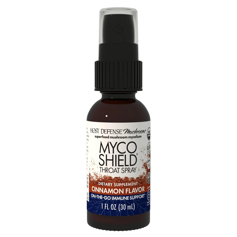 Host Defense MycoShield Throat Spray - Immune Health Support Dietary Mushroom Supplement with Chaga, Reishi
