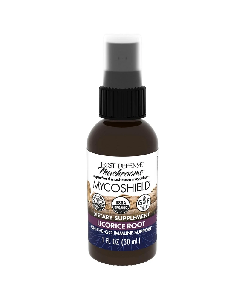 Host Defense MycoShield Throat Spray - Immune Health Support - Dietary Mushroom Supplement with Chaga, Reishi, Turkey Tail & More - On-the