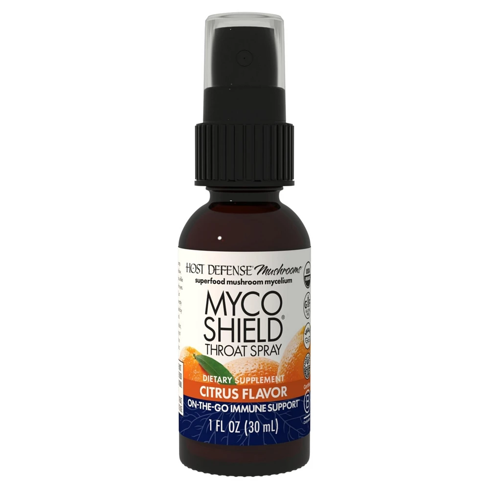 Host Defense MycoShield Throat Spray - Immune Health Support - Dietary Mushroom Supplement with Chaga, Reishi, Turkey Tail & More