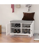 Modern Shoe Organizer Bench with Two-Compartment Storage