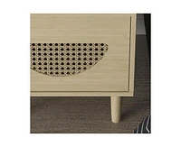 gaomon Boho Rattan Nightstand with Charging Station - End Table with Usb Ports & Power Outlets,2