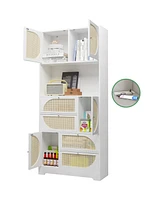 Streamdale Furniture Modern Freestanding Kitchen Pantry Cabinet with 4 Cabinet Doors, 4 Drawers, Countertop