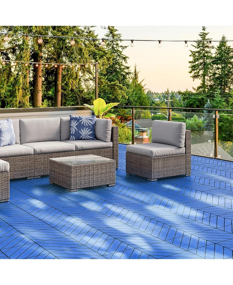 Streamdale Furniture Plastic Interlocking Tiles, 44 Patio Tiles, 12" x 12" Wave Pattern Connected Waterproof Easy to Attach Outdoor All Weather Use, S