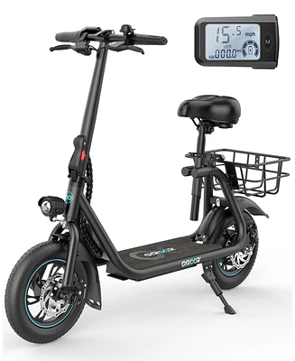 Gyroor 450W Electric Scooter with Seat for Adult, 12 inch Commuter Basket - up to 21 Miles 15.5MPH