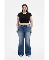 Bayeas Women's High Rise Wide Leg Jeans With Raw Hem Azure