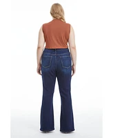 Bayeas Women's High Rise Flare Jeans Dark Wash