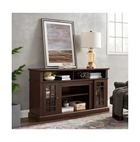 Slickblue Classic Tv Media Stand, Modern Entertainment Console for TVs Up to 65" with Open and Closed Storage Space
